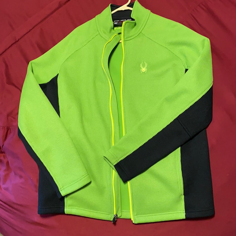 Lime green/black zip up sweater